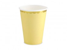 Geltoni puodeliai su aukso krašteliu  (6vnt/220ml)